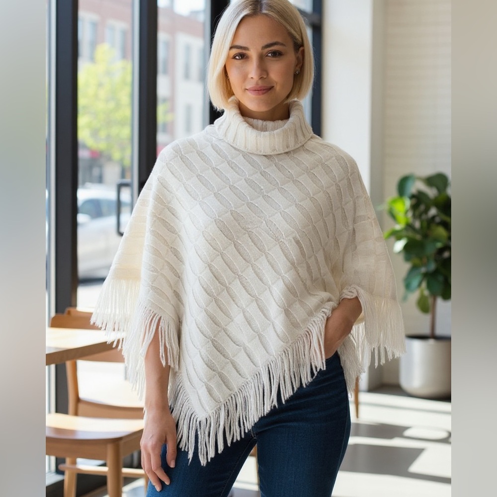 Big Buddha Boho Fringe Sweater Poncho